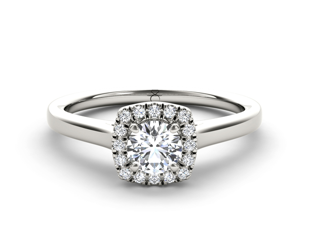 Cushion Shaped Halo Diamond Engagement Ring